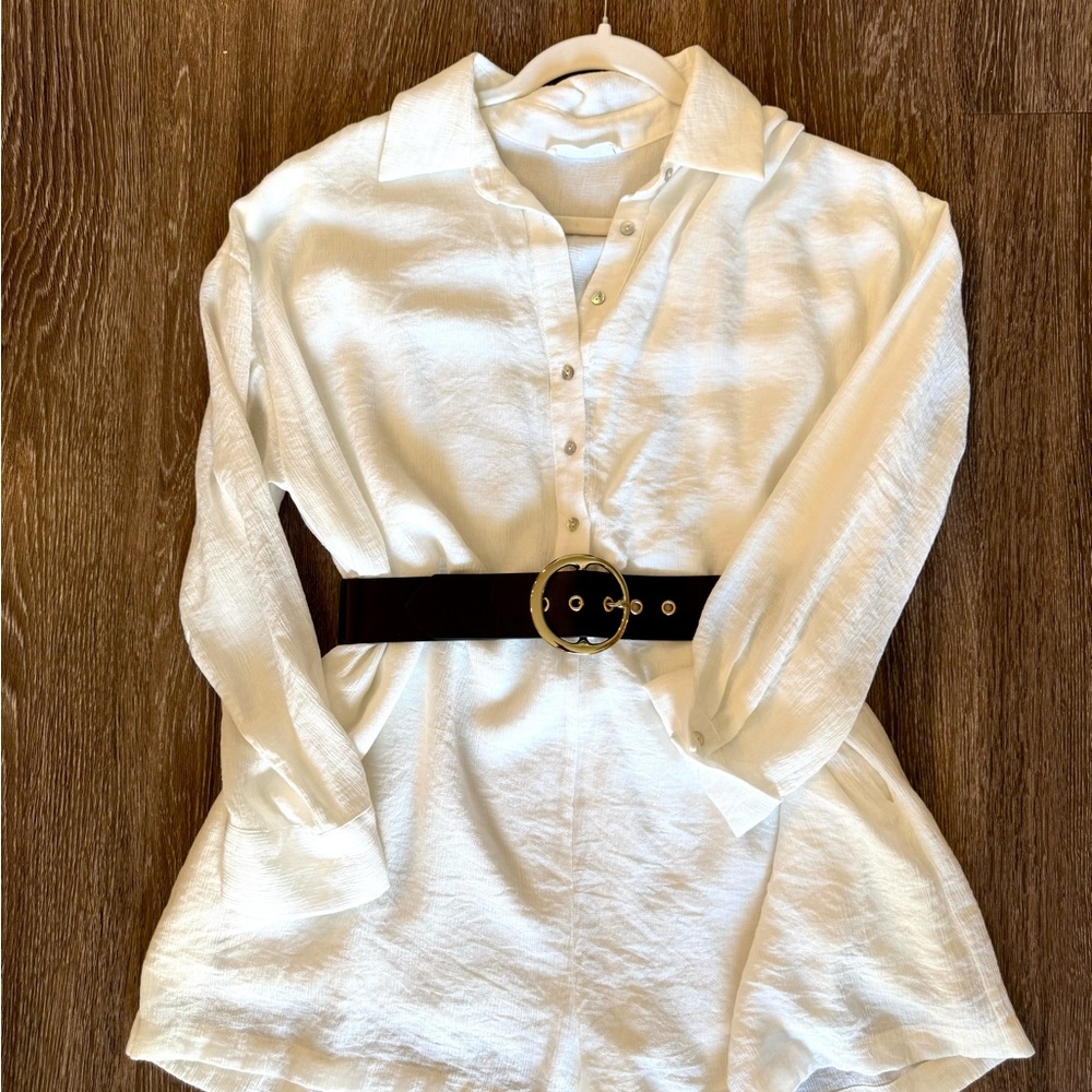 Elegant White Button-Up Romper
